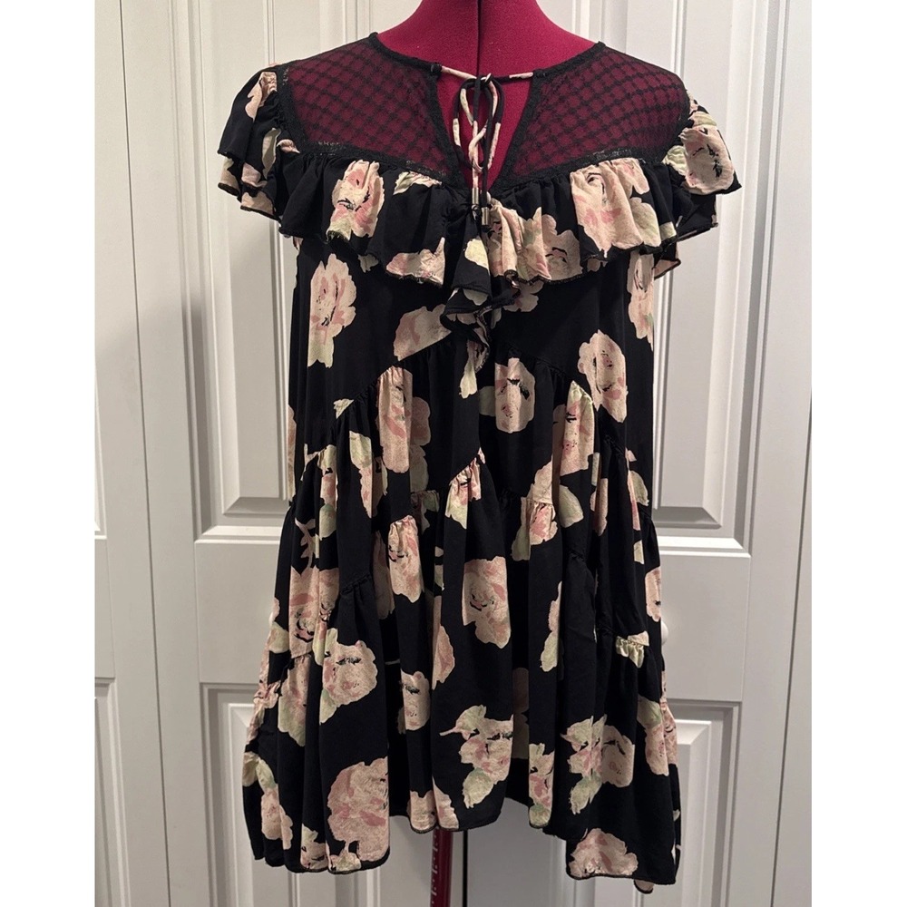 Free People Women's MediumTilly Printed‎ Tunic Floral Dress Spring Summer